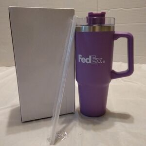 NEW FedEx 30oz tumbler with straw purple